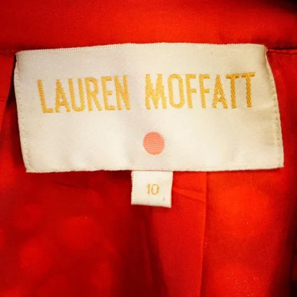 LAUREN MOFFATT Womens Red Gold Mini Skirt 10 MEDIUM High Waist Polka Dot Pleated - Picture 3 of 13